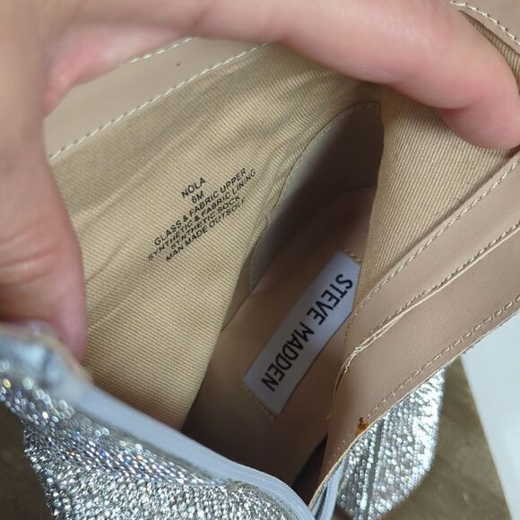 Steve Madden Nola boots flared heel full rhinestone pointed toe size 6 - Picture 9 of 9